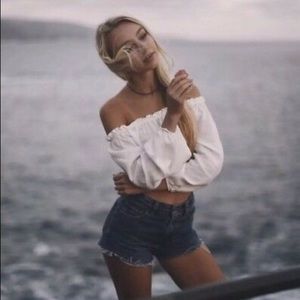 Brandy Melville Pink Off-Shoulder Top